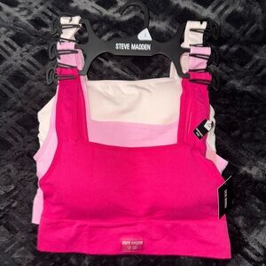 3pc Steve Madden Sports Bras - Pink and White
